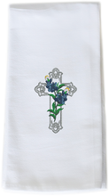 Load image into Gallery viewer, CELTIC BLUEBONNET CROSS - TEA TOWEL EMB