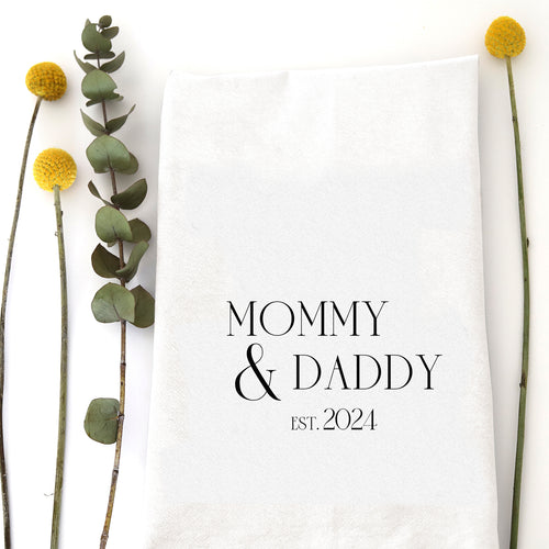 MOMMY & DADDY EST 2024 - TEA TOWEL