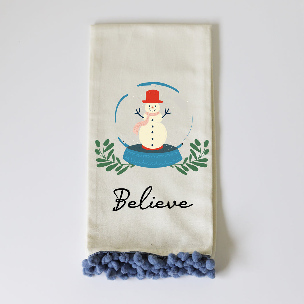 BELIEVE - BLUE POM TOWEL