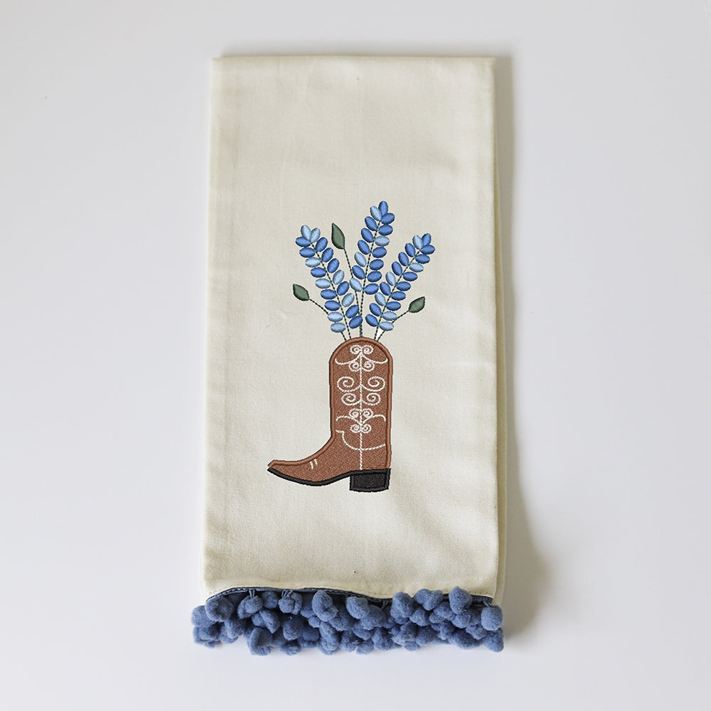 BLUEBONNET BOOT - BLUE POM TOWEL EMB