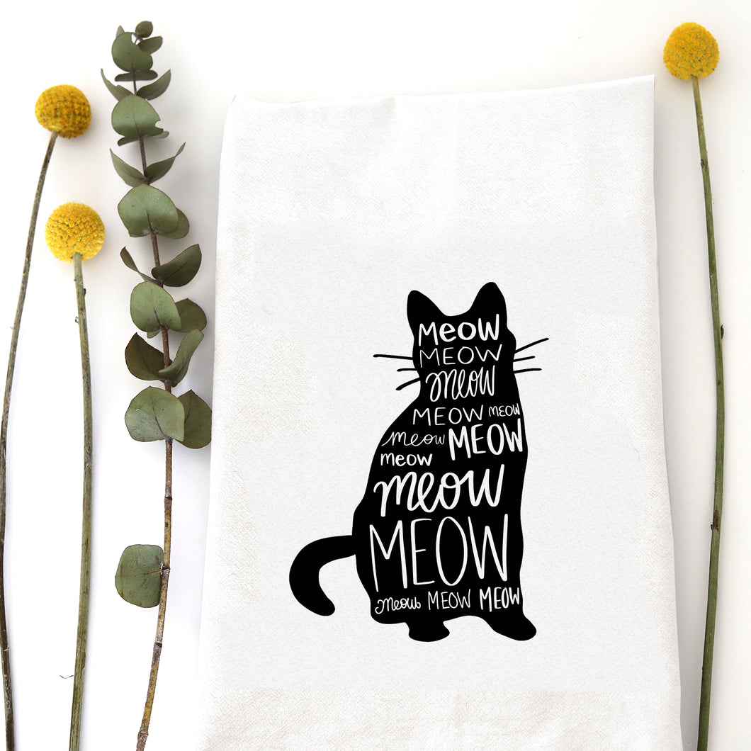 CAT SILHOUETTE MEOW - TEA TOWEL