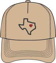 Load image into Gallery viewer, TEXAS OULINE WITH HEART CUSTOM HAT