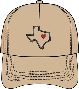 TEXAS OULINE WITH HEART CUSTOM HAT