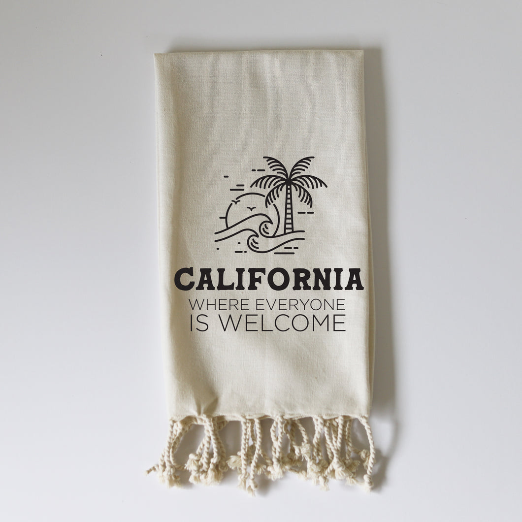 EVERYONE WELCOME - BEACH (custom) - FRINGE TOWEL