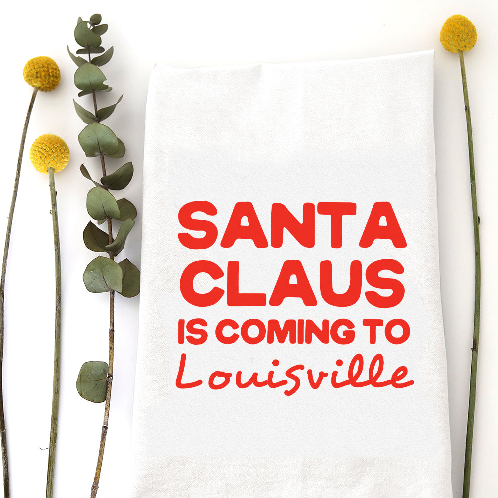SANTA COMING (custom) - TEA TOWEL