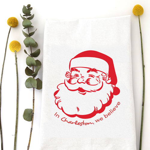SANTA FACE BELIEVE (custom) - TEA TOWEL