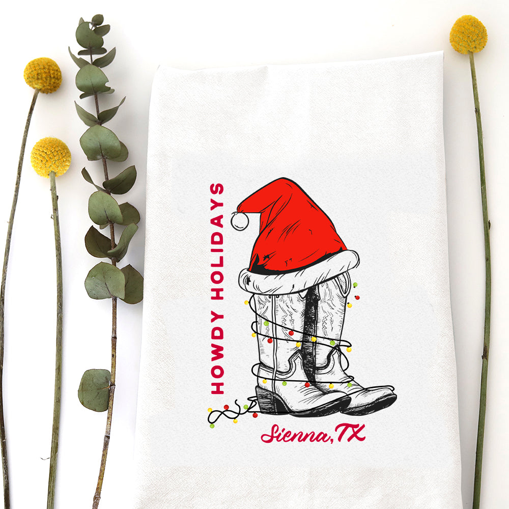 HOWDY HOLIDAYS (custom) - TEA TOWEL