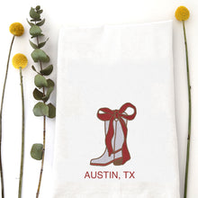 Load image into Gallery viewer, RED RIBBON BOOT (custom) - TEA TOWEL EMB