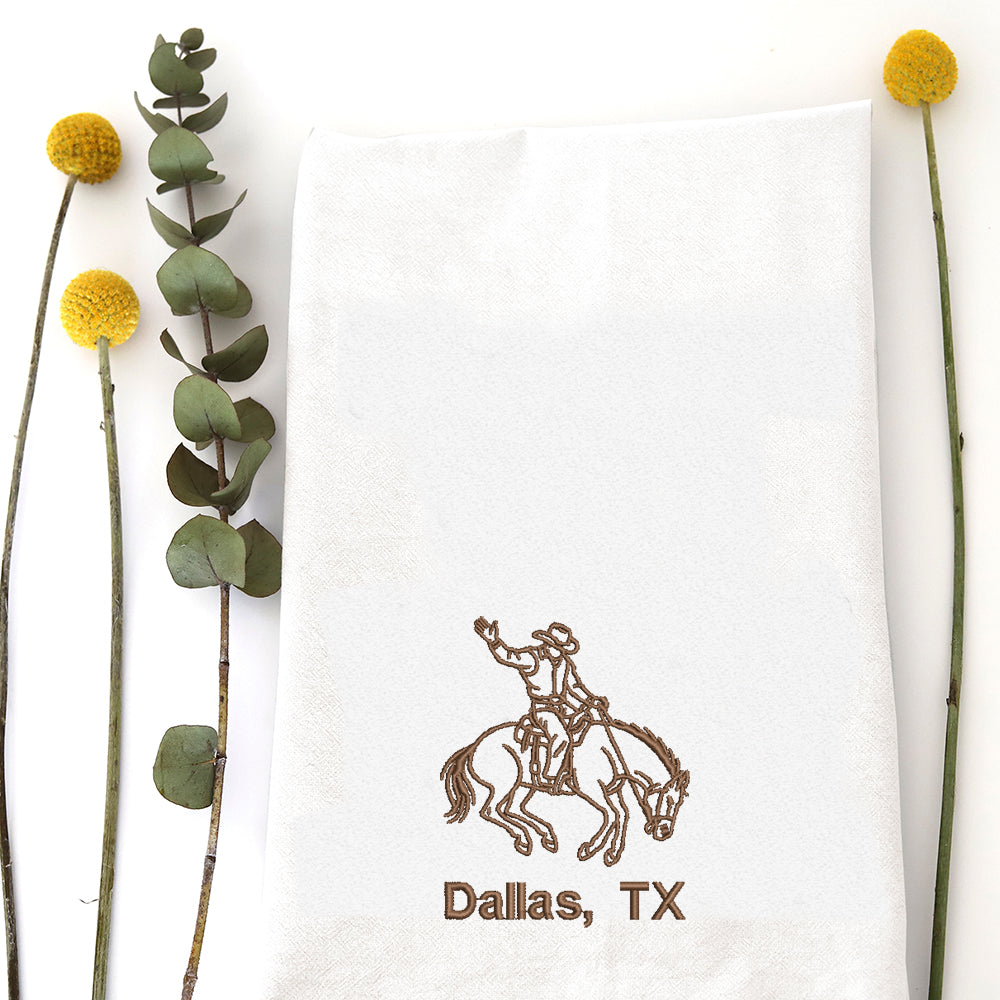RODEO COWBOY (custom) - TEA TOWEL EMB
