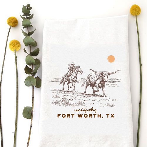 CHASING LONGHORN (custom) - TEA TOWEL