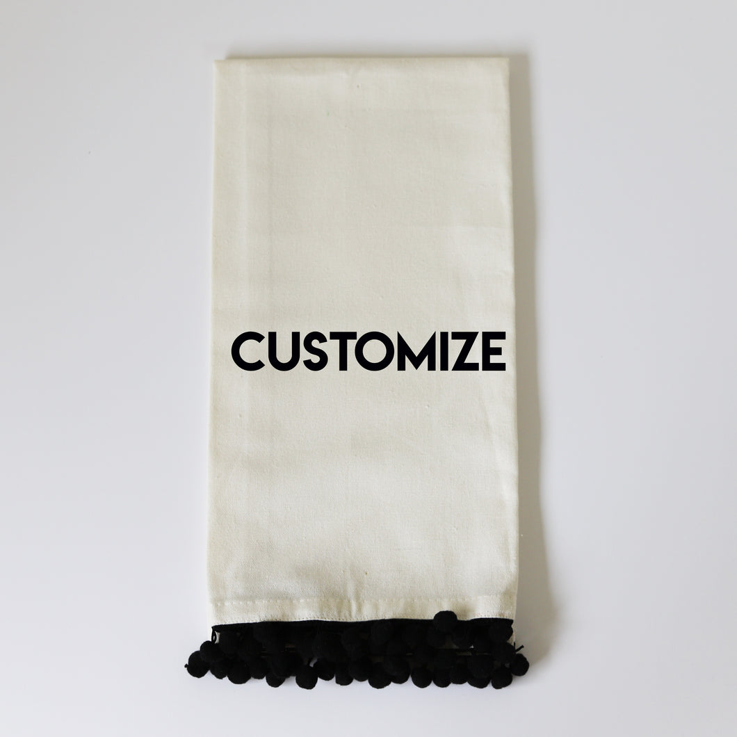 * CUSTOMIZE - BLACK POM TOWEL