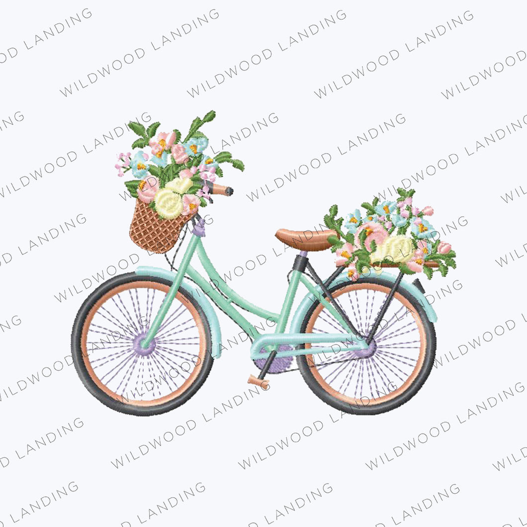 EMB-9160: BICYCLE FLOWER - FRINGE OR POM TOWEL