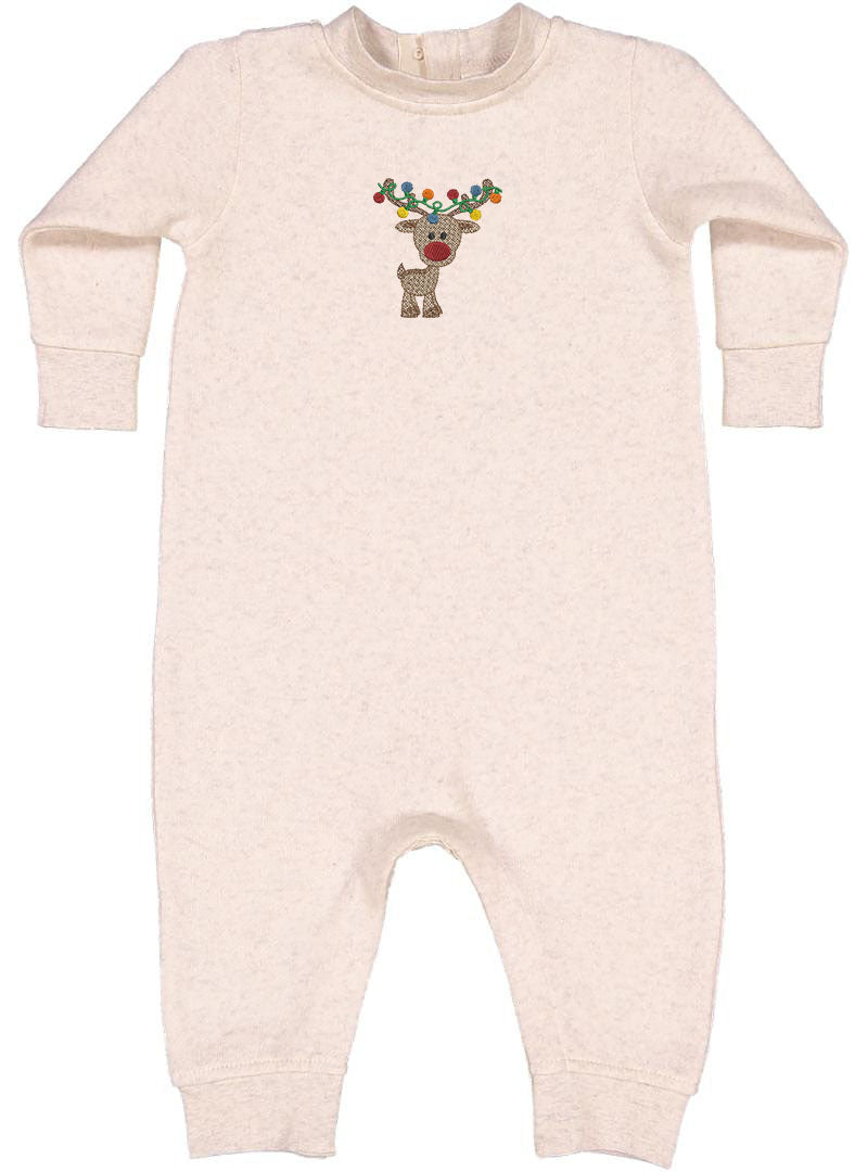 REINDEER LIGHTS ONE PIECE FLEECE - EMB