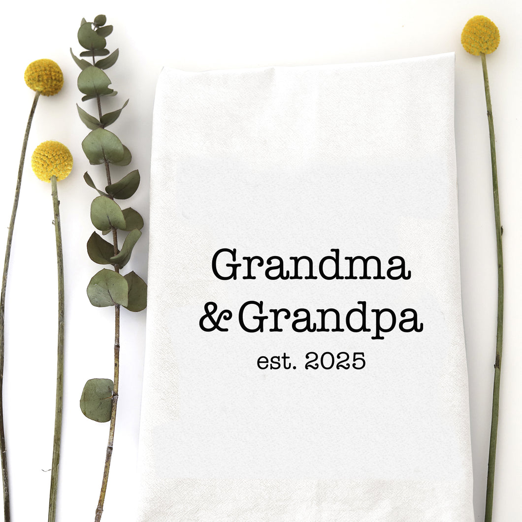 GRANDMA & GRANDPA EST 2025 - TEA TOWEL