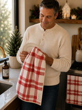 Load image into Gallery viewer, RED PLAID MICROFIBER - HAND TOWEL