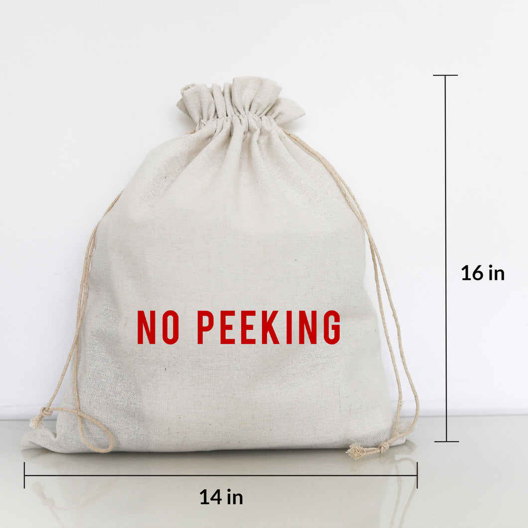 NO PEEKING (red ink)- LARGE GIFT BAG