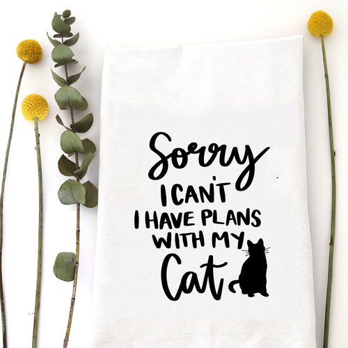 PLANS WITH MY CAT - TEA TOWEL