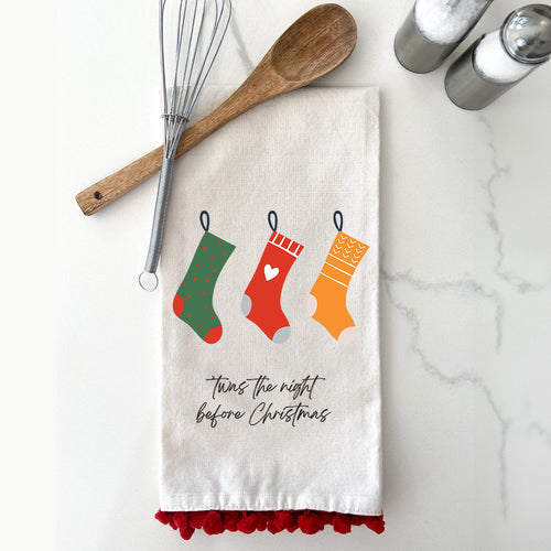 TWAS THE NIGHT BEFORE CHRISTMAS - RED POM Towel