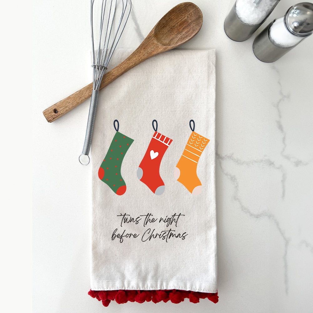 TWAS THE NIGHT BEFORE CHRISTMAS - RED POM Towel