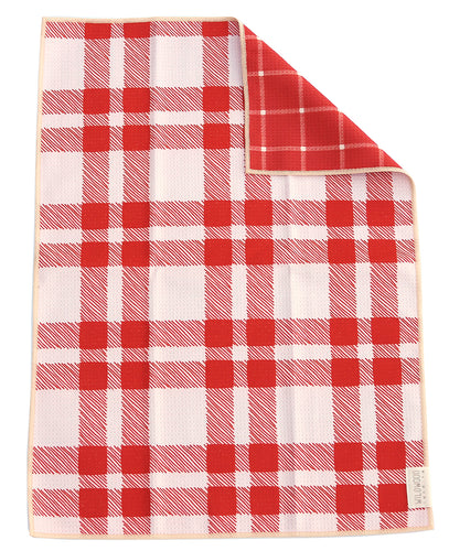 RED PLAID MICROFIBER - HAND TOWEL