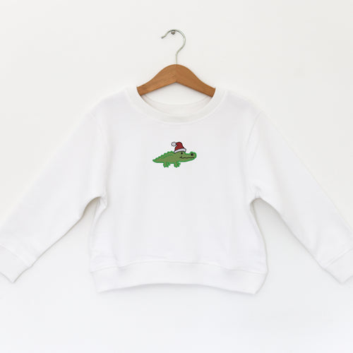 SANTA GATOR - WHITE TODDLER FLEECE EMB