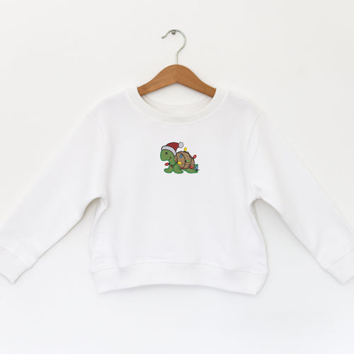 SEA TURTLE LIGHTS - WHITE TODDLER FLEECE EMB