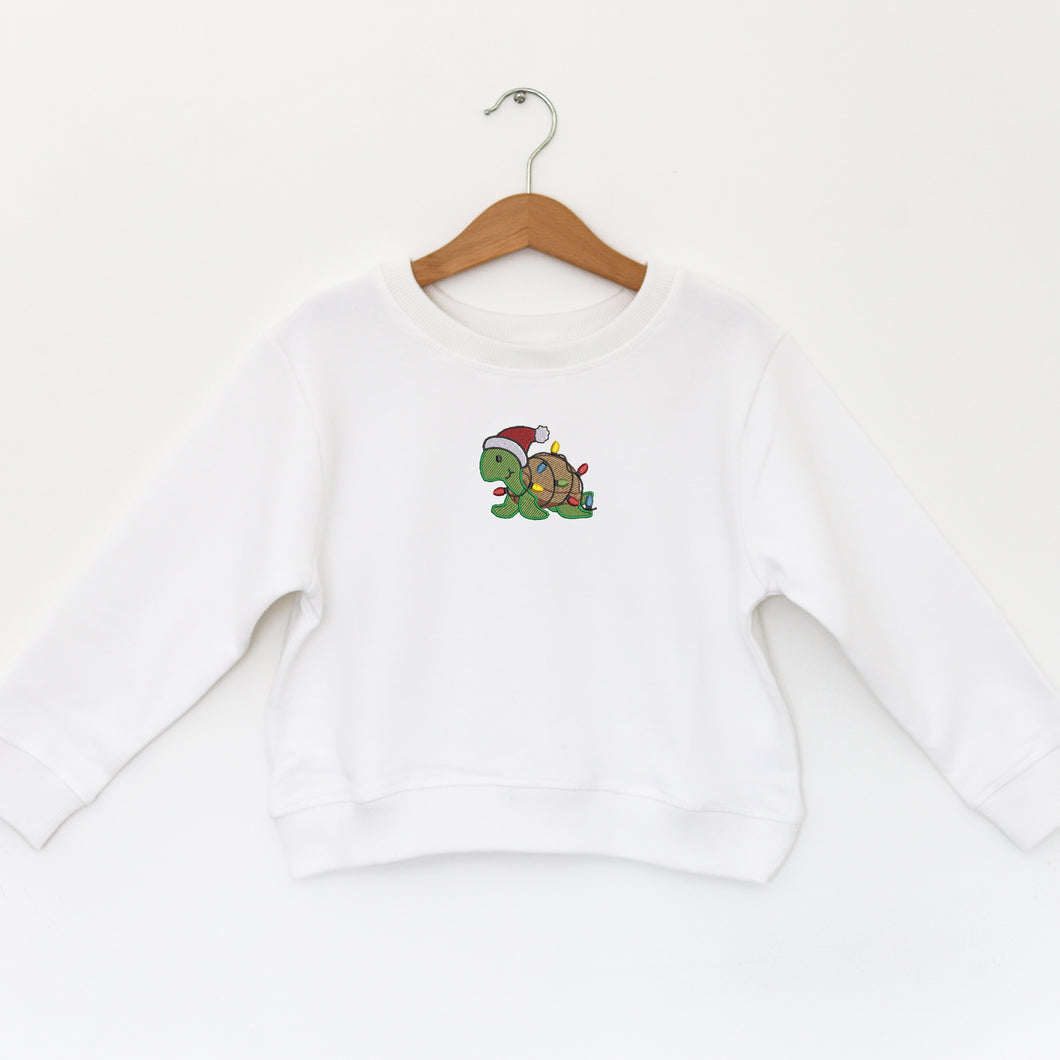 SEA TURTLE LIGHTS - WHITE TODDLER FLEECE EMB