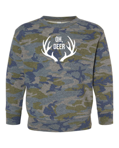 OH DEER, ANTLERS - CAMOU TODDLER FLEECE EMB