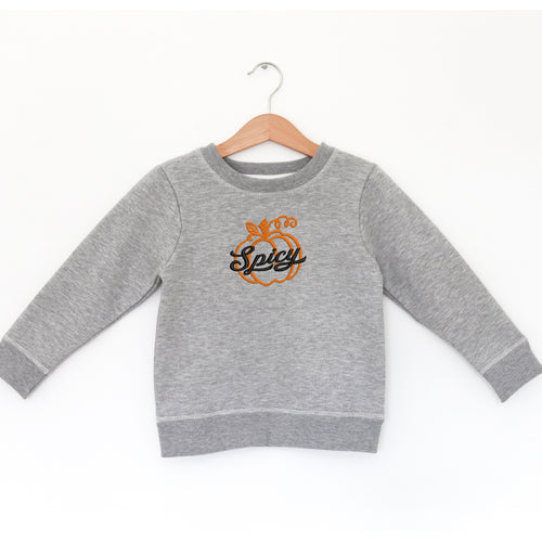 PUMPKIN SPICY - GREY TODDLER FLEECE EMB