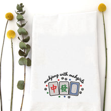 Load image into Gallery viewer, MAHJONG WITH MAHGIRLS- TEA TOWEL EMB
