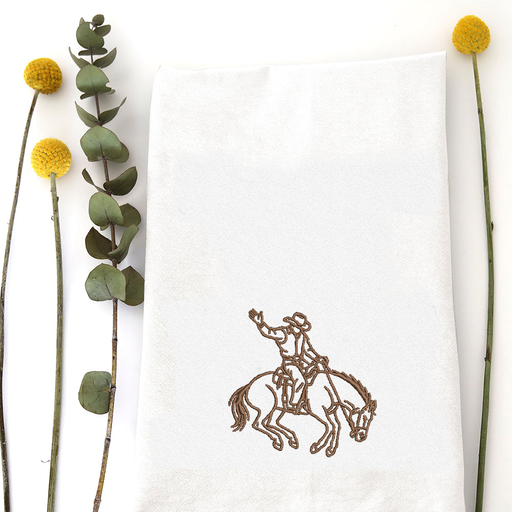 RODEO COWBOY - TEA TOWEL EMB