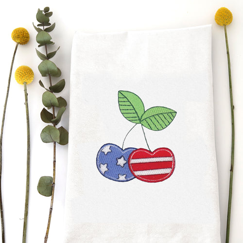 PATRIOTIC CHERRY - TEA TOWEL EMB