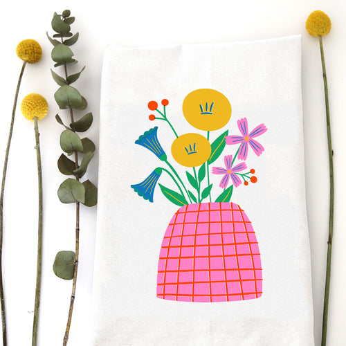 PINK VASE - TEA TOWEL