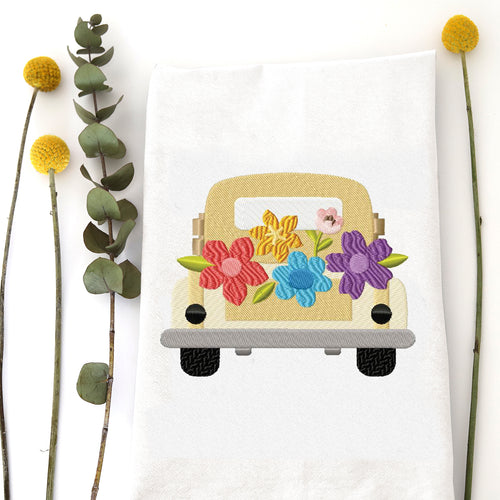 FLOWER TRUCK - TEA TOWEL EMB