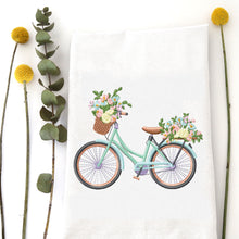 Load image into Gallery viewer, BICYCLE FLOWERS - TEA TOWEL EMB