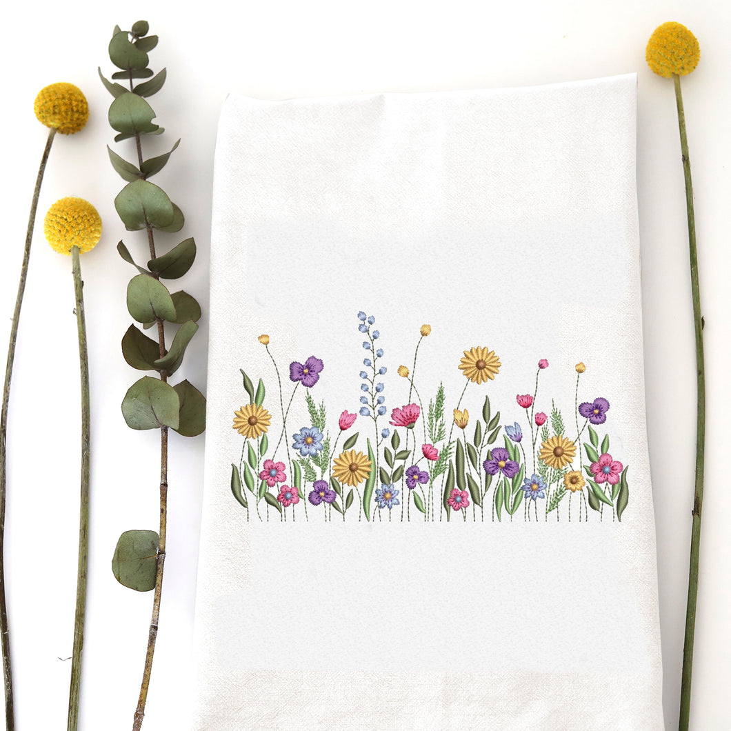 FLOWER MEADOW - TEA TOWEL EMB