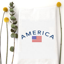 Load image into Gallery viewer, AMERICA ARC W/ FLAG - TEA TOWEL EMB