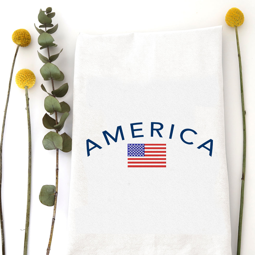 AMERICA ARC W/ FLAG - TEA TOWEL EMB