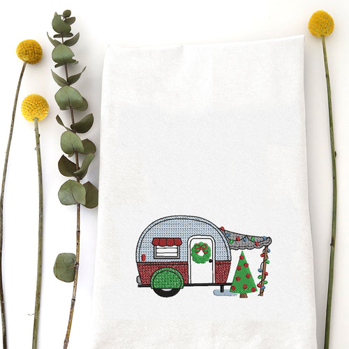 VINTAGE CAMPER - TEA TOWEL EMB