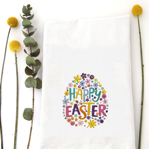 HAPPY EASTER EGG - TEA TOWEL EMB