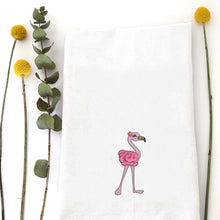 Load image into Gallery viewer, SPRING FLUFFY FLAMINGO - TEA TOWEL EMB
