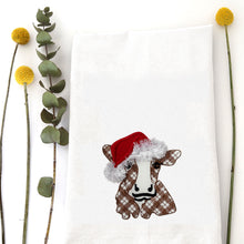 Load image into Gallery viewer, FLUFFY SANTA COW - TEA TOWEL EMB