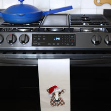 Load image into Gallery viewer, FLUFFY SANTA COW - TEA TOWEL EMB