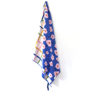 BLUE POPPIES MICROFIBER - POOL TOWEL or BEACH BLANKET