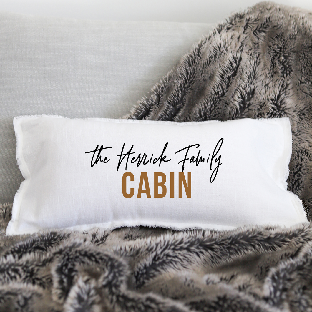 CABIN personalized with last name LUMBAR PILLOW