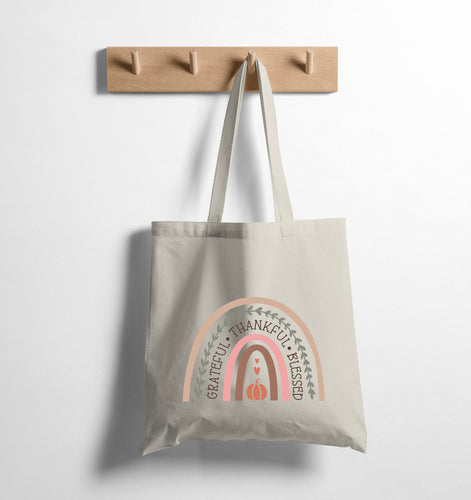 GRATEFUL THANKFUL BLESSED - TOTE BAG