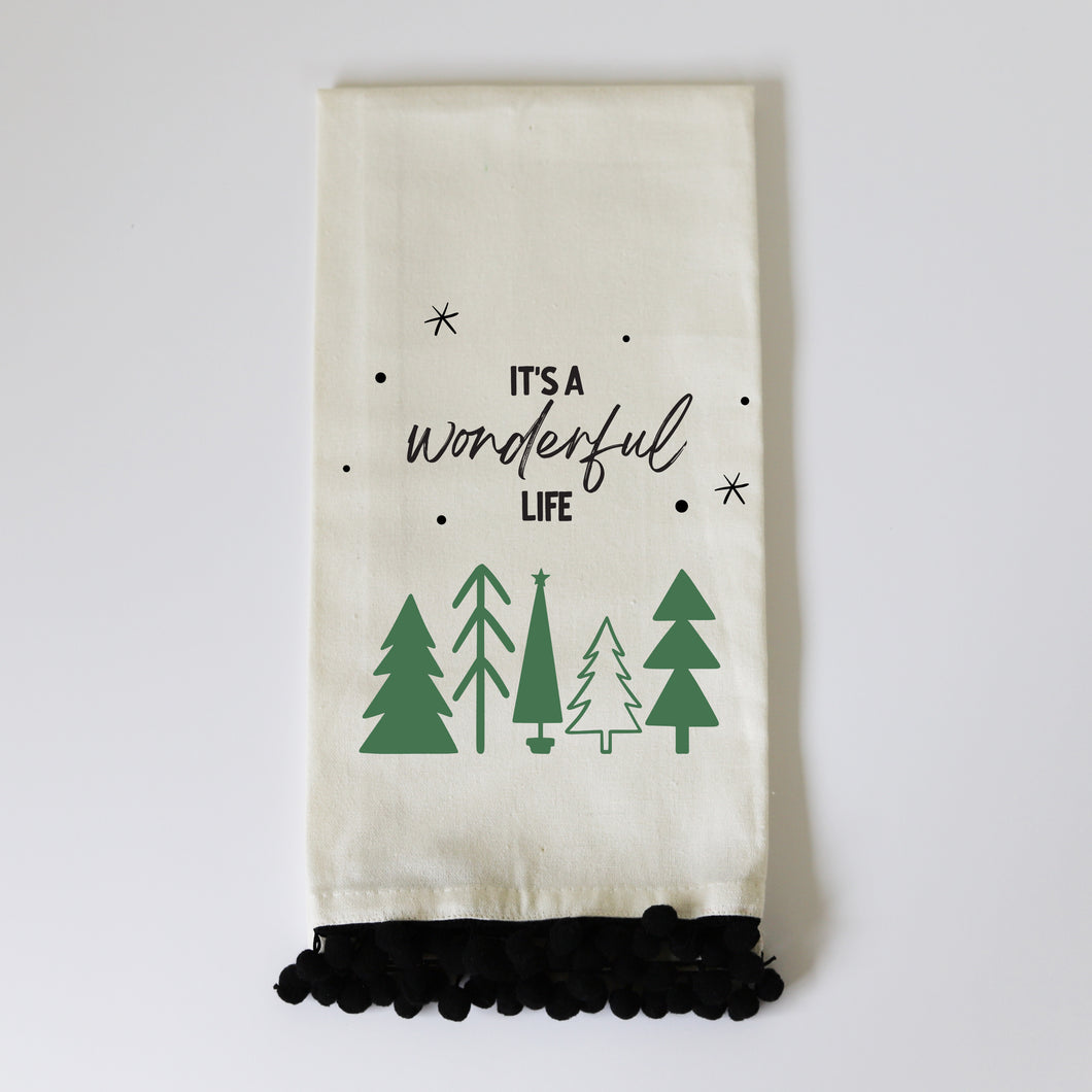 WONDERFUL LIFE - BLACK POM TOWEL