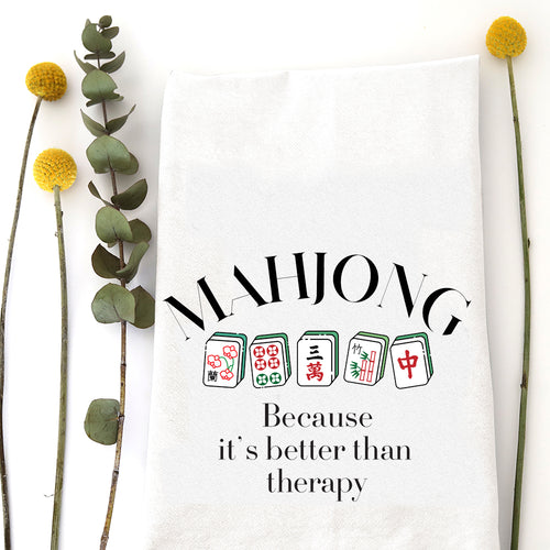 MAHJONG BETTER THAN THERAPY - TEA TOWEL