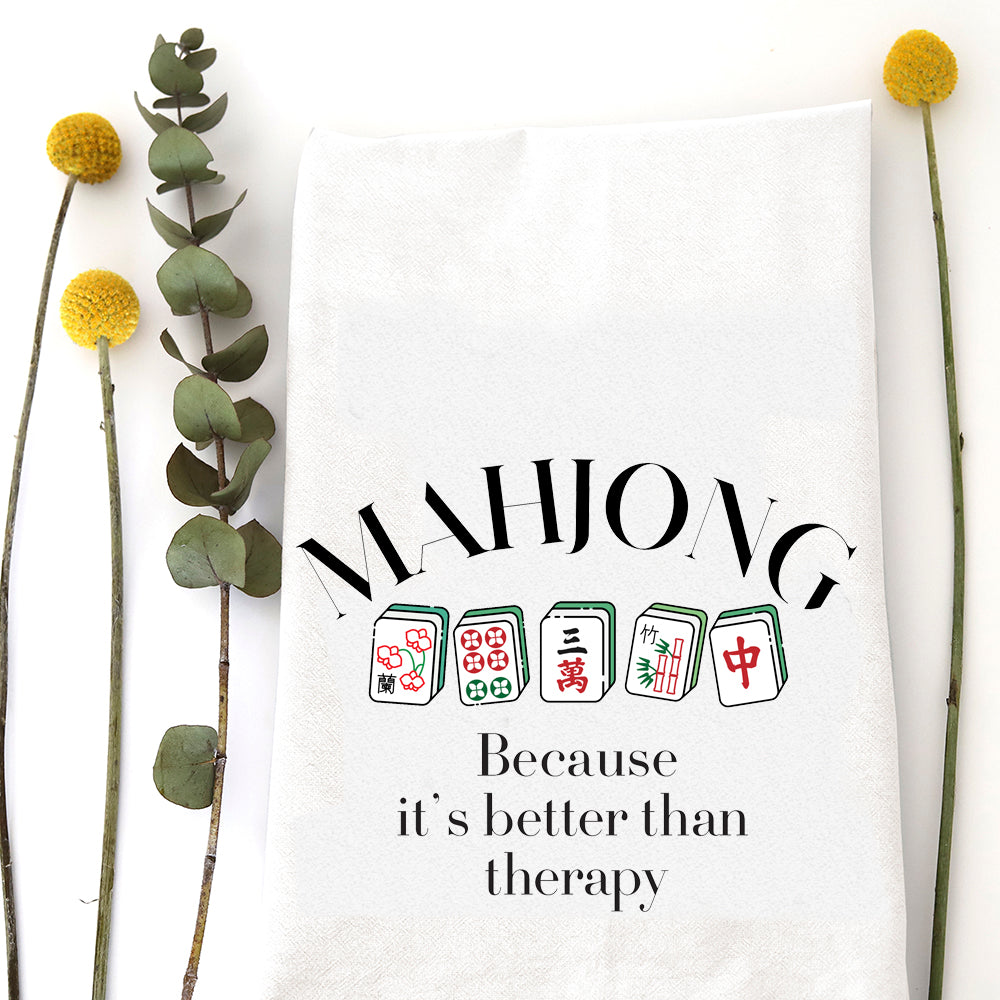 MAHJONG BETTER THAN THERAPY - TEA TOWEL