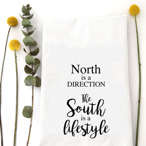 NORTH IS A DIRECTION TEA TOWEL